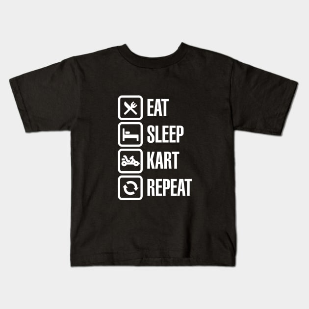 Eat sleep kart karting go-karts repeat Kids T-Shirt by LaundryFactory